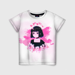 Детская футболка 3D Розовая аниме девушка