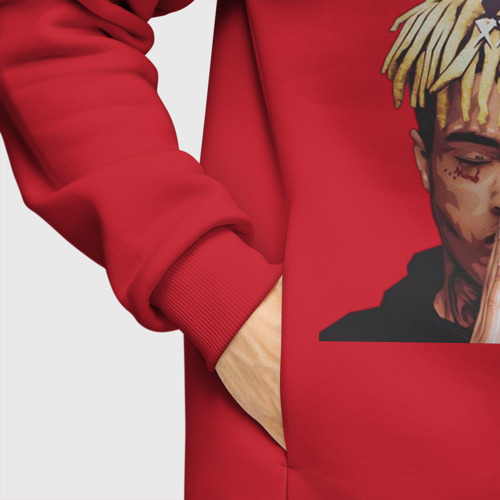 Мужское худи Oversize хлопок XXXTentacion, цвет красный - фото 8