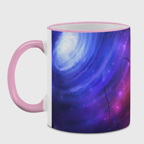 Кружка с полной запечаткой Неоновый космос, цвет Кант розовый - фото 2