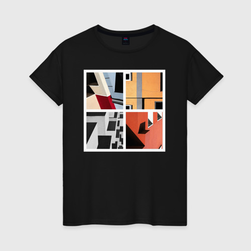 Женская футболка хлопок Архитектура, цвет черный