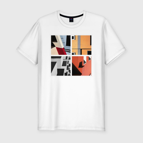 Мужская приталенная футболка из хлопка с принтом Архитектура, вид спереди №1