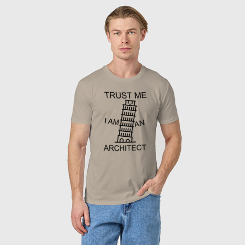 Мужская футболка хлопок Trust me i am an architect, цвет миндальный - фото 3