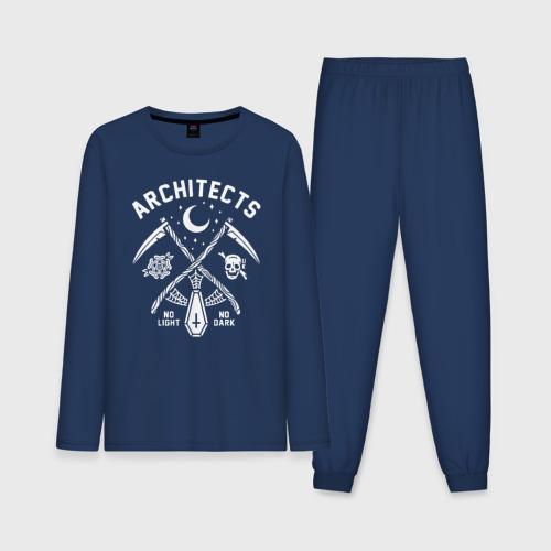 Мужская пижама с лонгсливом хлопок Architects, цвет темно-синий