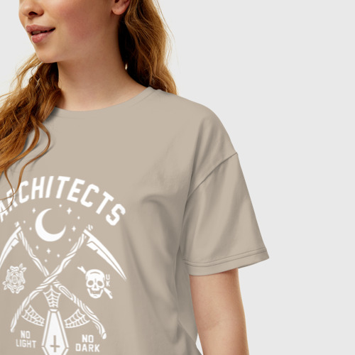 Женская футболка хлопок Oversize Architects, цвет миндальный - фото 3