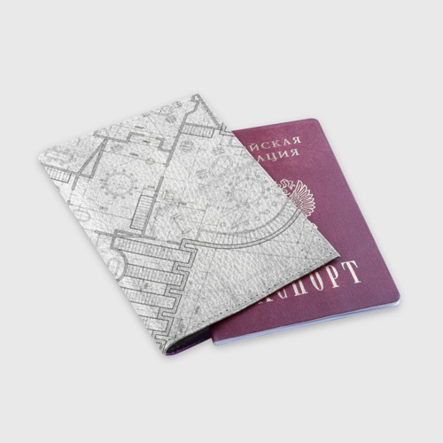 Обложка для паспорта матовая кожа План здания, цвет фиолетовый - фото 3