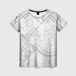 План здания – Женская футболка 3D с принтом купить со скидкой в -26%