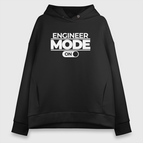 Женское худи Oversize хлопок Engineer Mode On, цвет черный