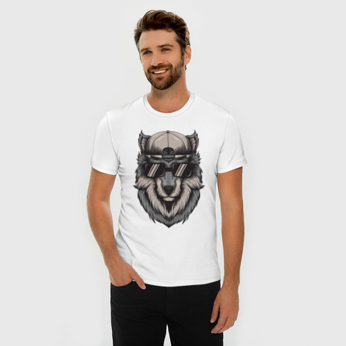 Мужская футболка хлопок Slim Волк в очках - фото 3