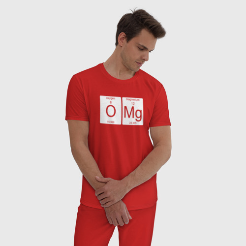 Мужская пижама хлопок OMG, цвет красный - фото 3