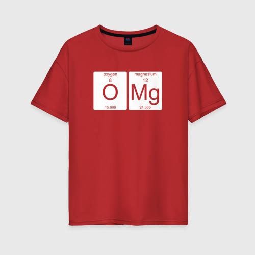 Женская футболка хлопок Oversize OMG, цвет красный