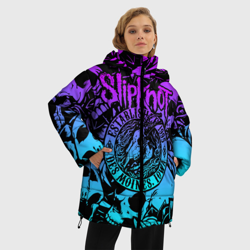Женская зимняя куртка Oversize Slipknot, цвет черный - фото 3