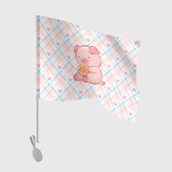 Флаг для автомобиля Свинка ест пончик