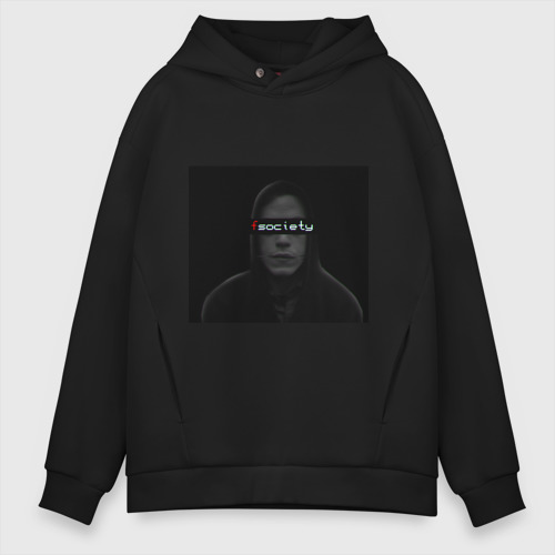 Мужское худи Oversize хлопок Fsociety Mr.Robot, цвет черный