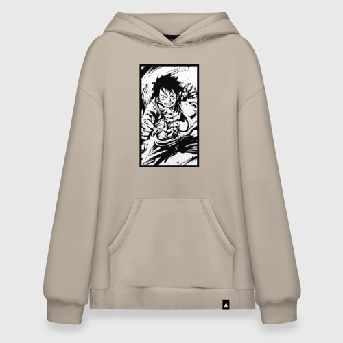 Худи SuperOversize хлопок Luffy плакат, цвет миндальный