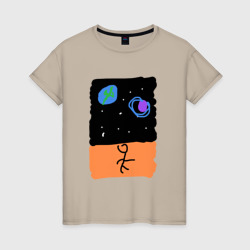 Женская футболка хлопок Космический пляж
