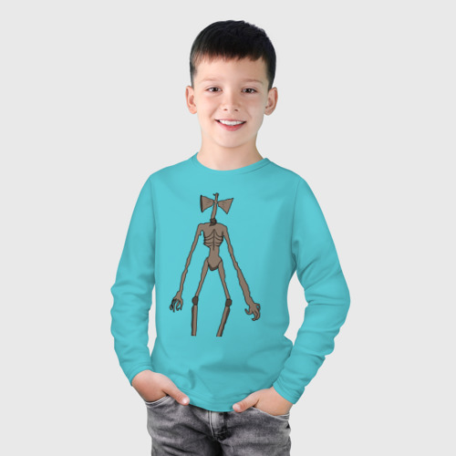 Детский лонгслив хлопок Сиреноголовый монстр, цвет бирюзовый - фото 3