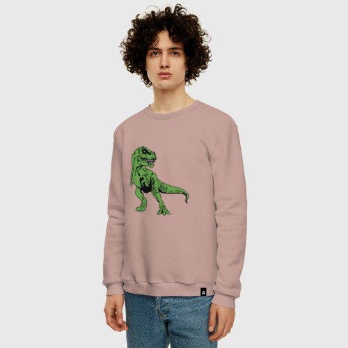 Мужской свитшот хлопок Тираннозавр Рекс, цвет пыльно-розовый - фото 3