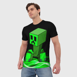 Мужская футболка 3D Майнкрафт Крипер - фото 2