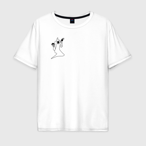 Мужская футболка из хлопка оверсайз с принтом Haunted Family White Kizaru, вид спереди №1