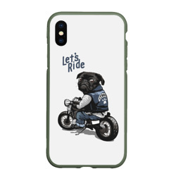 Чехол для iPhone XS Max матовый Pug Rider Байкер Мопс