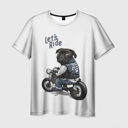 Мужская футболка 3D Pug Rider Байкер Мопс