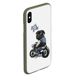 Чехол для iPhone XS Max матовый Pug Rider Байкер Мопс - фото 2