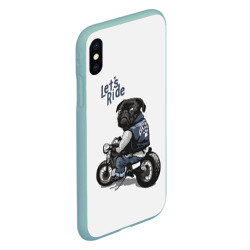 Чехол для iPhone XS Max матовый Pug Rider Байкер Мопс - фото 2