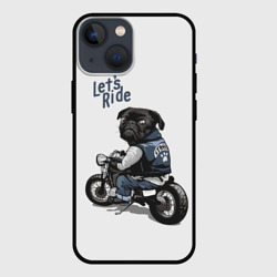 Чехол для iPhone 13 mini Pug Rider Байкер Мопс