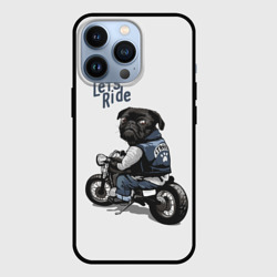 Чехол для iPhone 13 Pro Pug Rider Байкер Мопс