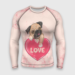 Мужской рашгард 3D Love Pug Люблю мопса