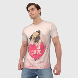 Мужская футболка 3D Love Pug Люблю мопса - фото 2