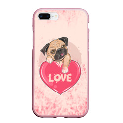 Чехол для iPhone 7Plus/8 Plus матовый Love Pug Люблю мопса