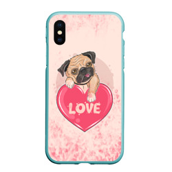 Чехол для iPhone XS Max матовый Love Pug Люблю мопса