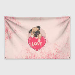 Флаг-баннер Love Pug Люблю мопса