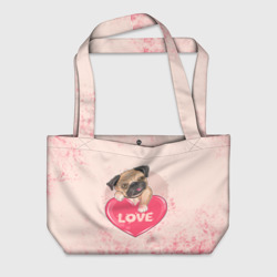 Пляжная сумка 3D Love Pug Люблю мопса