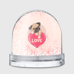 Игрушка Снежный шар Love Pug Люблю мопса