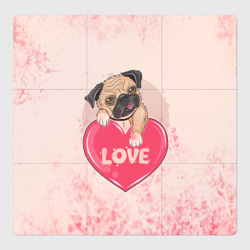 Магнитный плакат 3Х3 Love Pug Люблю мопса