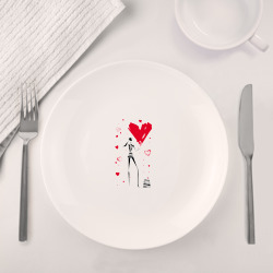 Набор: тарелка + кружка Девушка и сердца - фото 2