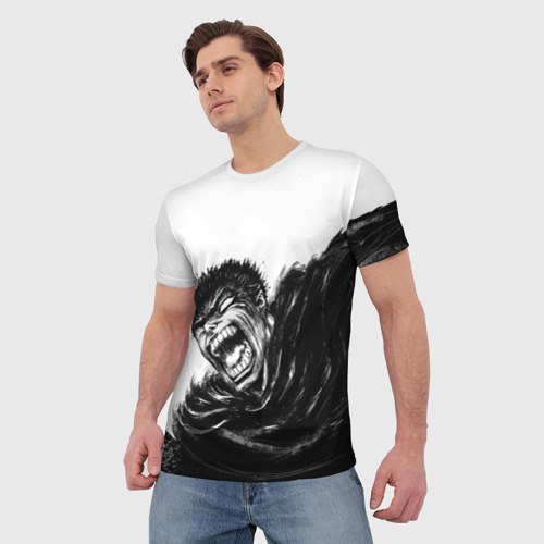 Мужская футболка 3D с принтом Гатс в ярости, фото на моделе #1