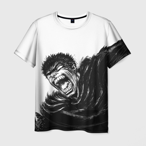 Мужская футболка 3D с принтом Гатс в ярости, вид спереди #2