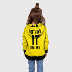 Толстовка с принтом Haaland Borussia Dortmund для ребенка, вид на модели сзади №2. Цвет основы: черный