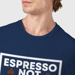 Футболка с принтом Espresso для женщины, вид на модели спереди №4. Цвет основы: темно-синий