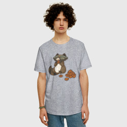 Мужская футболка хлопок Oversize Енот и печеньки - фото 2