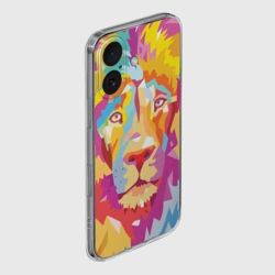 Чехол для iPhone 16 силиконовый с защитой камеры Акварельный лев - фото 2