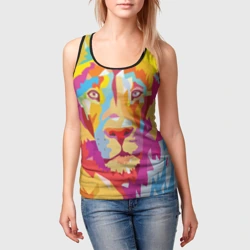 Женская майка 3D Акварельный лев - фото 2