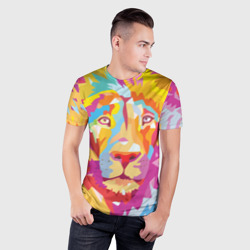 Мужская футболка 3D Slim Акварельный лев - фото 2