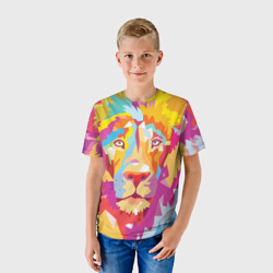 Детская футболка 3D Акварельный лев - фото 2