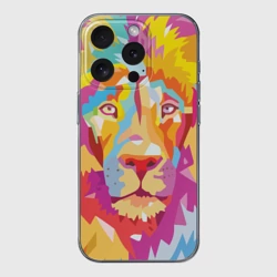 Чехол для iPhone 15 Pro Max силиконовый с защитой камеры Акварельный лев