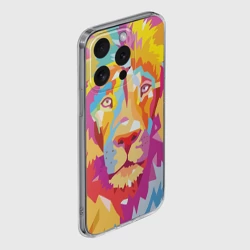 Чехол для iPhone 15 Pro Max силиконовый с защитой камеры Акварельный лев - фото 2