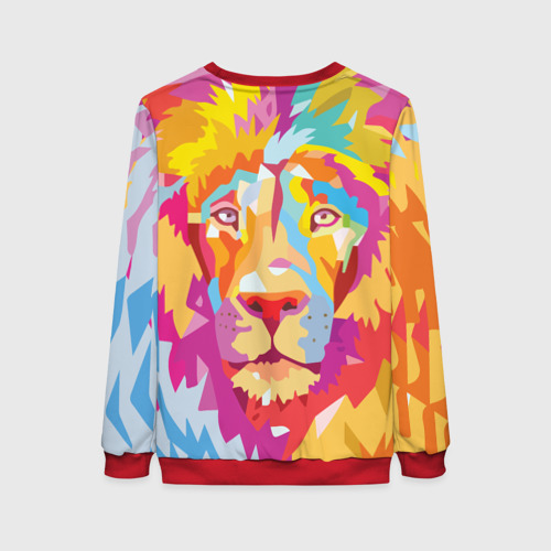 Женский свитшот 3D с принтом Акварельный лев, вид сзади #1